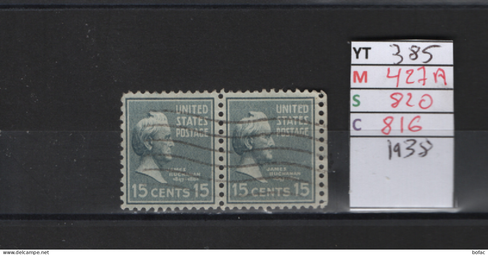 PRIX FIXE Obl  382 YT 424A MIC  817 SCO 813 GIB Zachary Taylor 1938  Etats Unis 58/03 Ce Tenant - Used Stamps