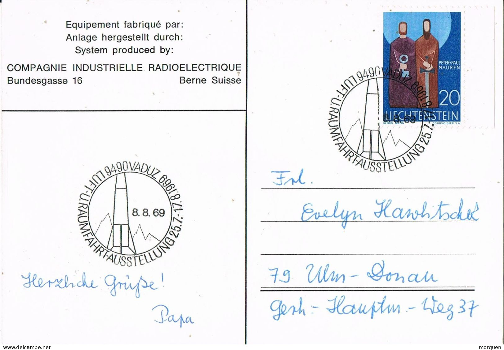 53962. Tarjeta VADUZ (Liechtenstein) 1969. SPACE, Espacio. Satelite Nimbus 2 METEOROLOGIA - Covers & Documents