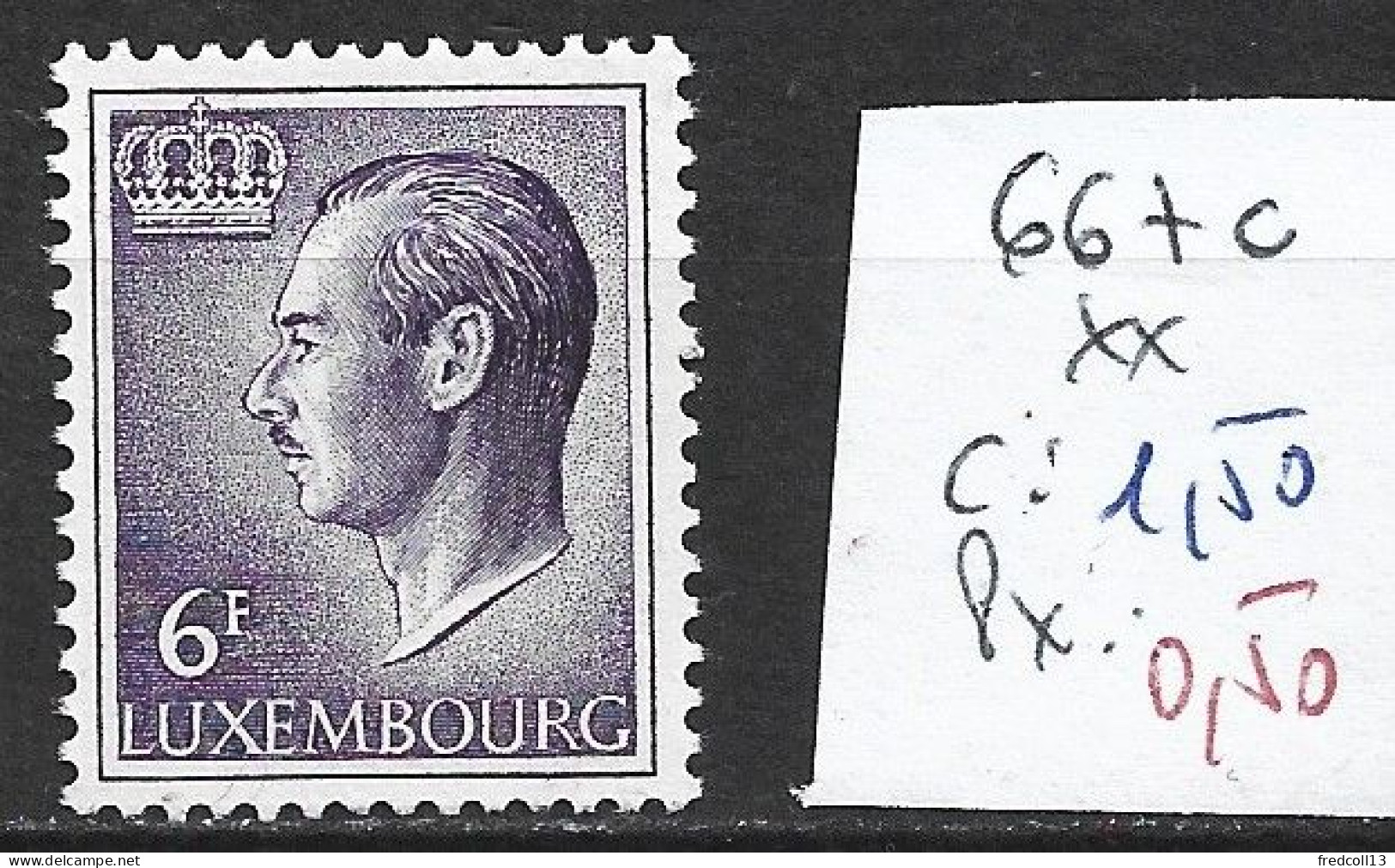 LUXEMBOURG 667C ** Côte 1.50 € - 1965-91 Jean