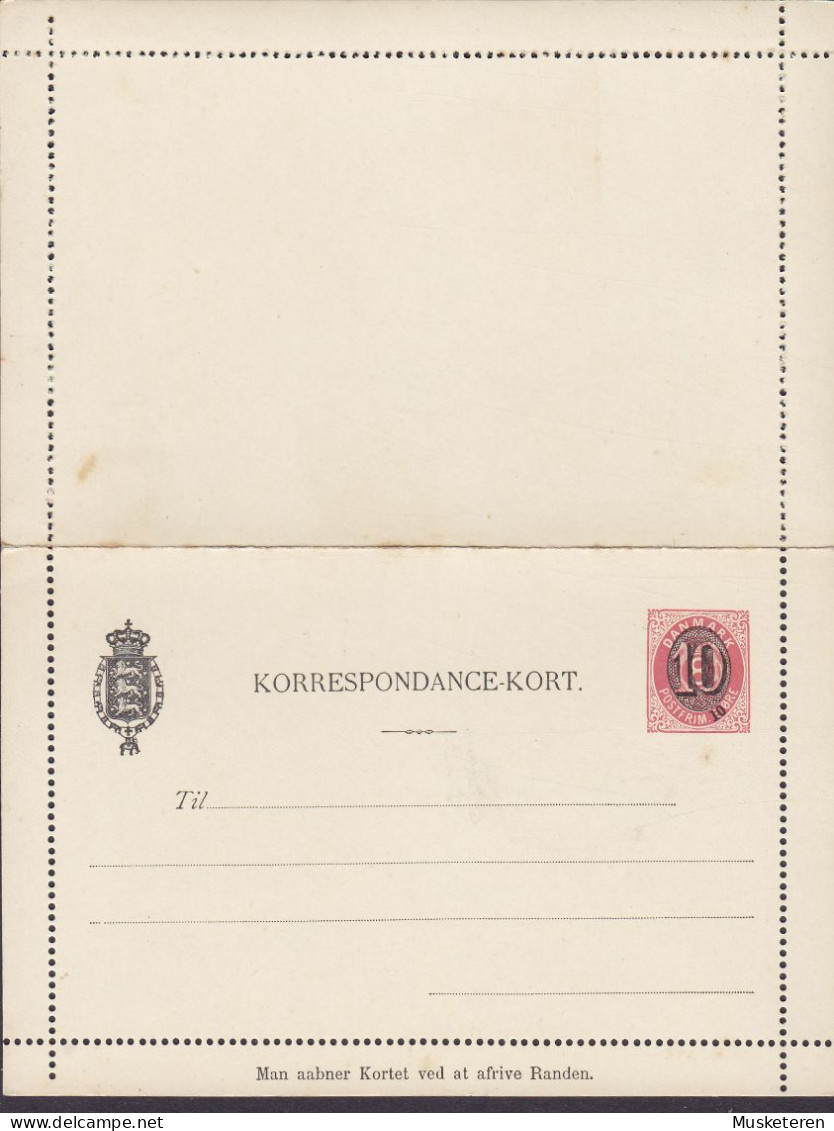 Denmark Postal Stationery Ganzsache Entier Korrespondancekort KK 12a, 10/8 Ø Perf. 10 3/4 Unused (2 Scans) - Ganzsachen