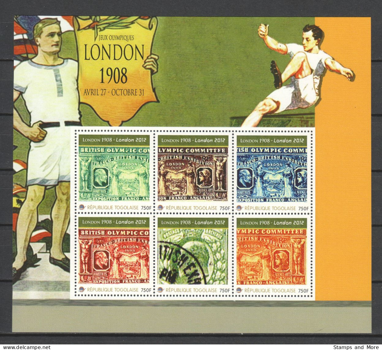 Togo MNH Sheet SUMMER OLYMPICS LONDON 1908-2012 - STAMP ON STAMP - Verano 2012: Londres