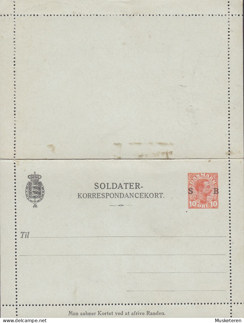 Denmark Postal Stationery Ganzsache Entier Korrespondancekort KK 21a, 10 Ø Overprinted Surchargé 'SB' Unused (2 Scans) - Entiers Postaux