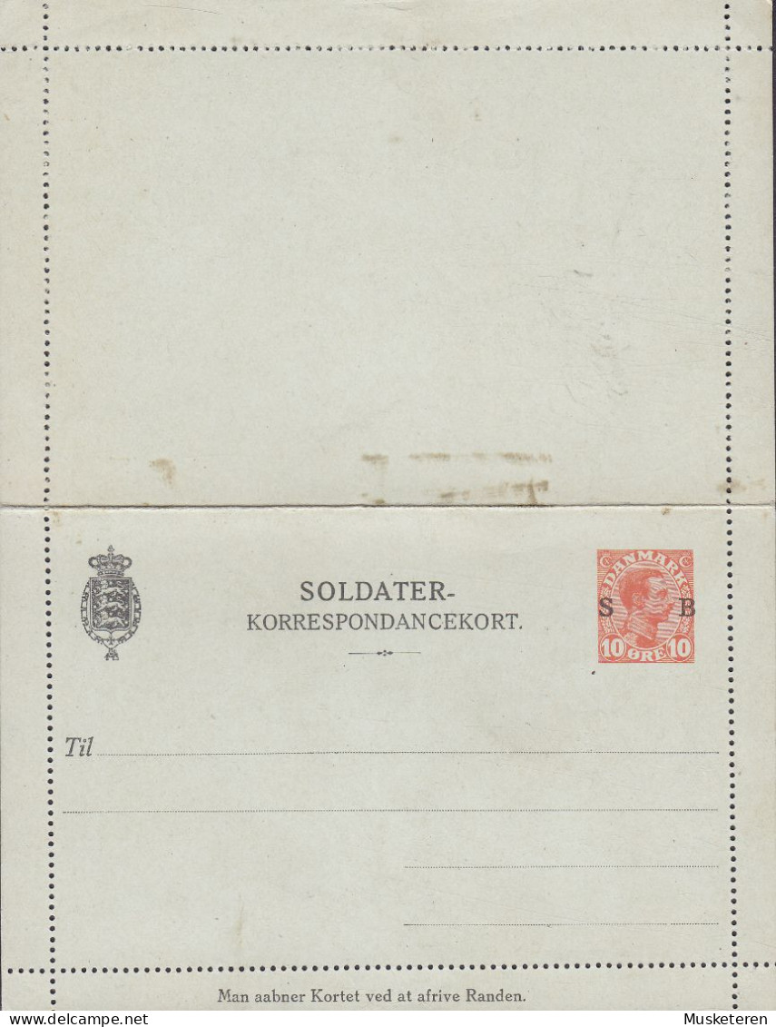 Denmark Postal Stationery Ganzsache Entier Korrespondancekort KK 21a, 10 Ø Overprinted Surchargé 'SB' Unused (2 Scans) - Interi Postali