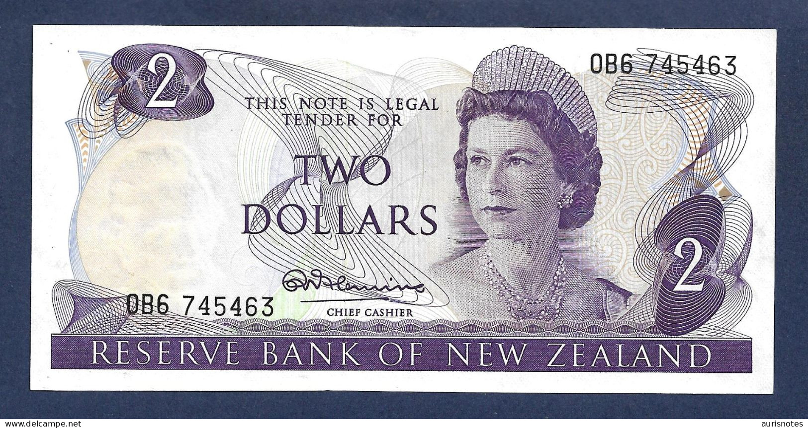 QEII New Zealand $2 Dollars 1967 Sign. Fleming P164a UNC- - Nuova Zelanda