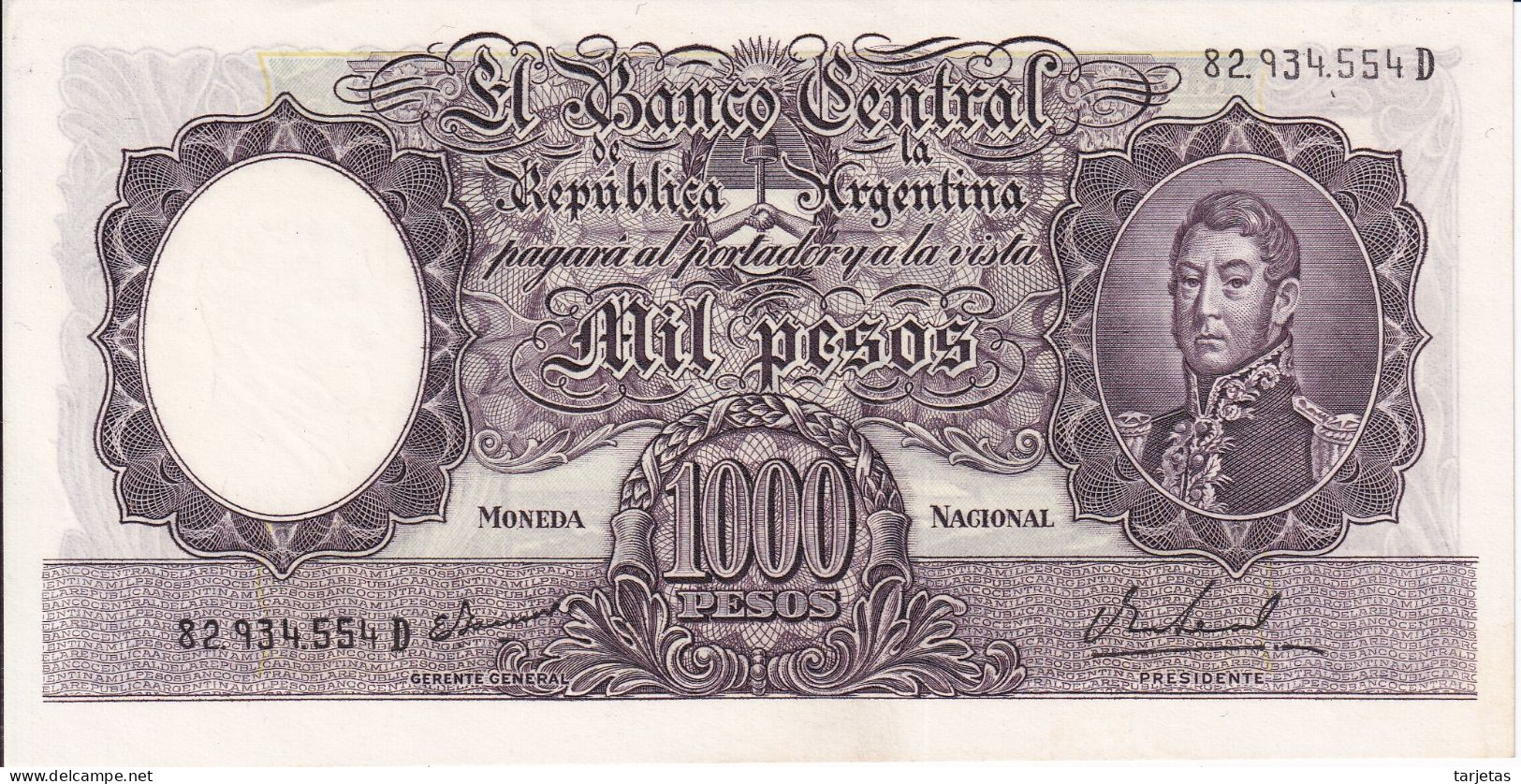 BILLETE DE ARGENTINA DE 1000 PESOS AÑOS 1966 A 1969 SIN CIRCULAR (UNC)  (BANKNOTE) (BARCO-SHIP) - Argentinien