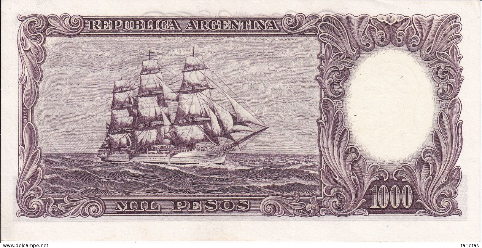 BILLETE DE ARGENTINA DE 1000 PESOS AÑOS 1966 A 1969 SIN CIRCULAR (UNC)  (BANKNOTE) (BARCO-SHIP) - Argentine