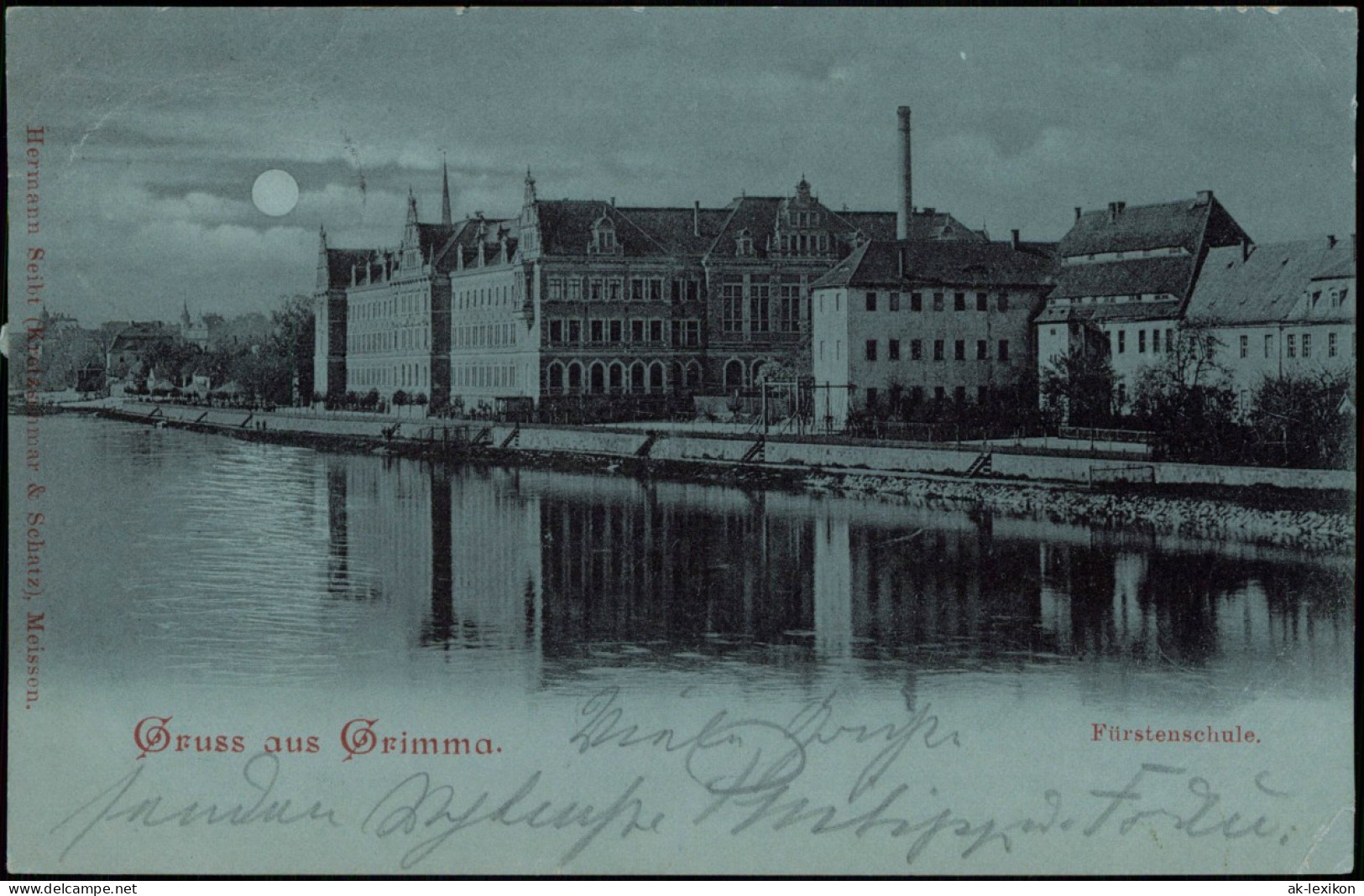 Grimma Fürsten- Und Landesschule St. Augustin - Mondscheinlitho 1899 - Grimma