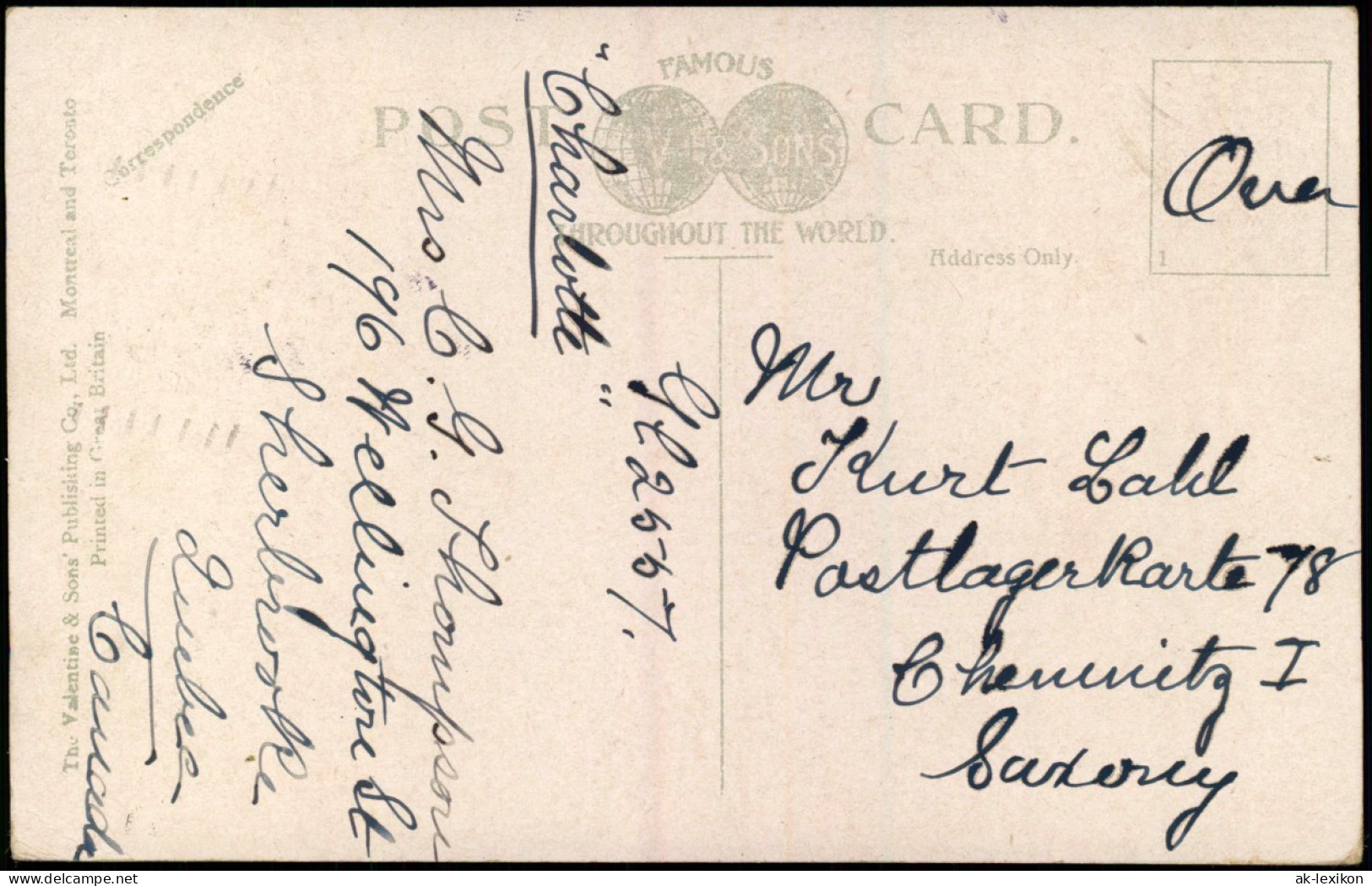 Postcard Québec Chateau Frontenac - Dampfer Steamer 1917 - Otros & Sin Clasificación