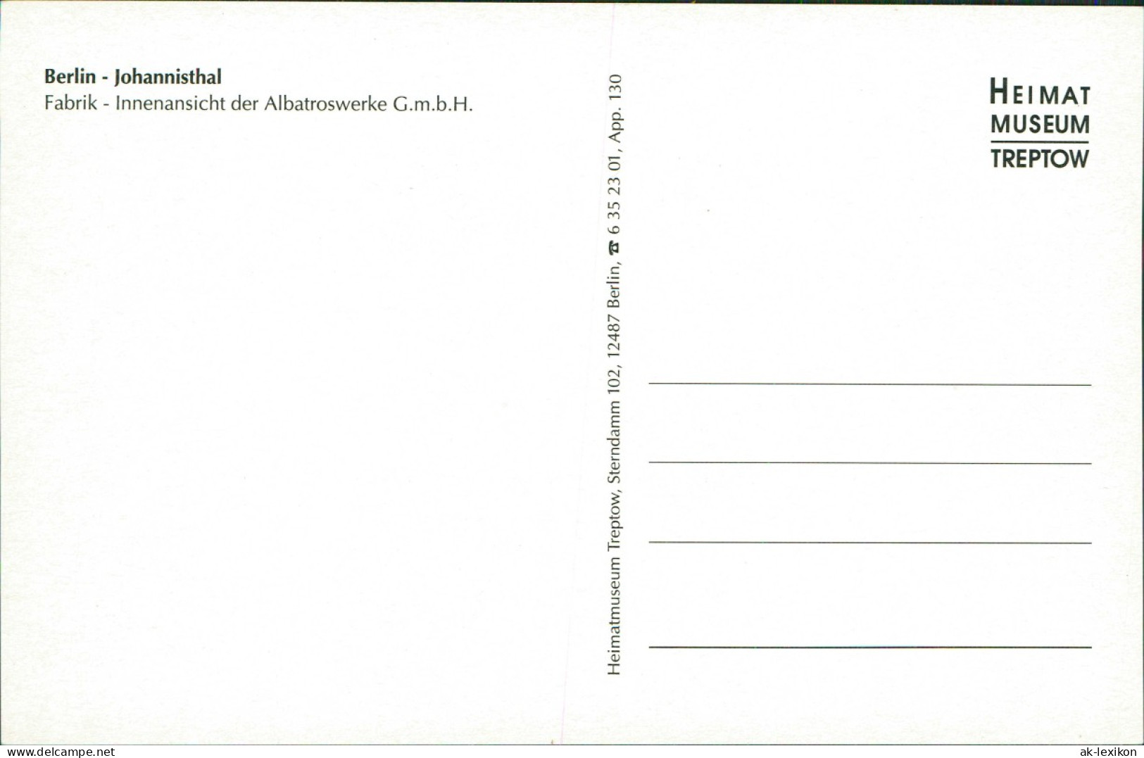 Johannisthal-Berlin Fabrik Innenansicht Der Albatroswerke G.m.b.H. 1913/2000 - Koepenick