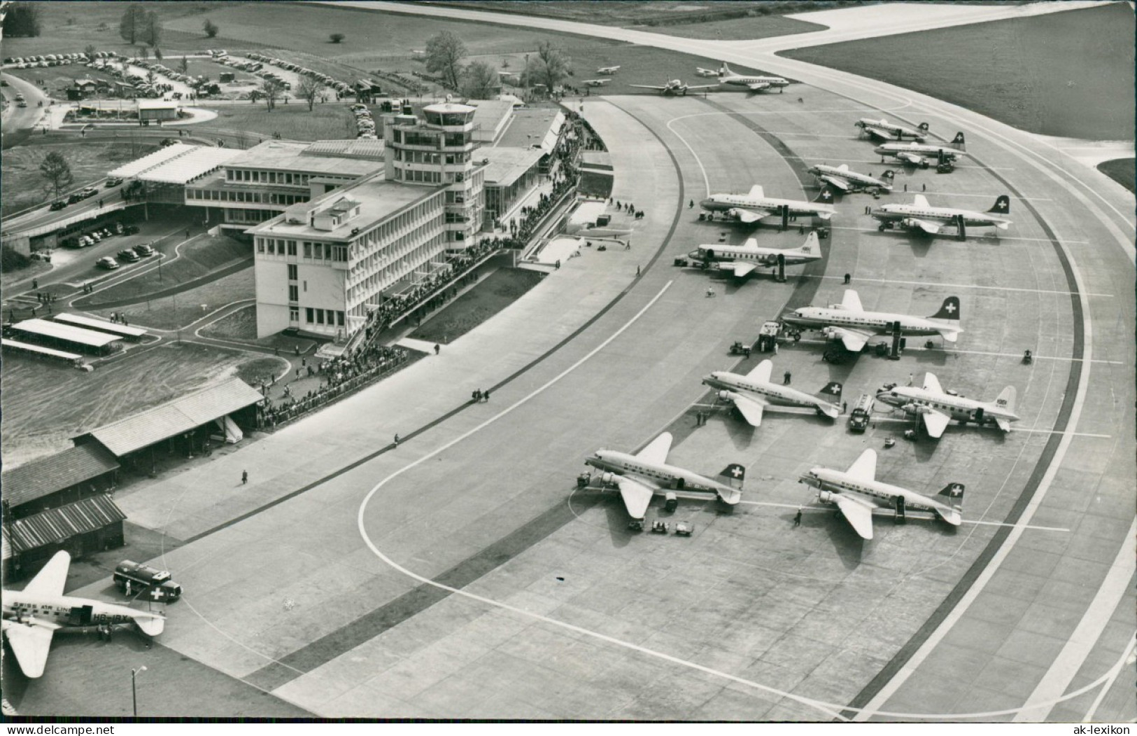 Ansichtskarte Kloten Zürich-Kloten Flughafen Flugzeuge Luftbild 1962 - Autres & Non Classés