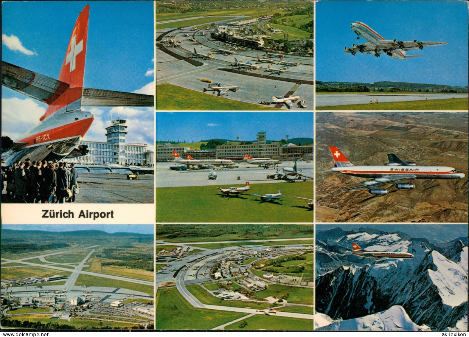 Zürich Flughafen (Airport) Mehrbildkarte, Diverse Flugzeuge 1970 - Autres & Non Classés