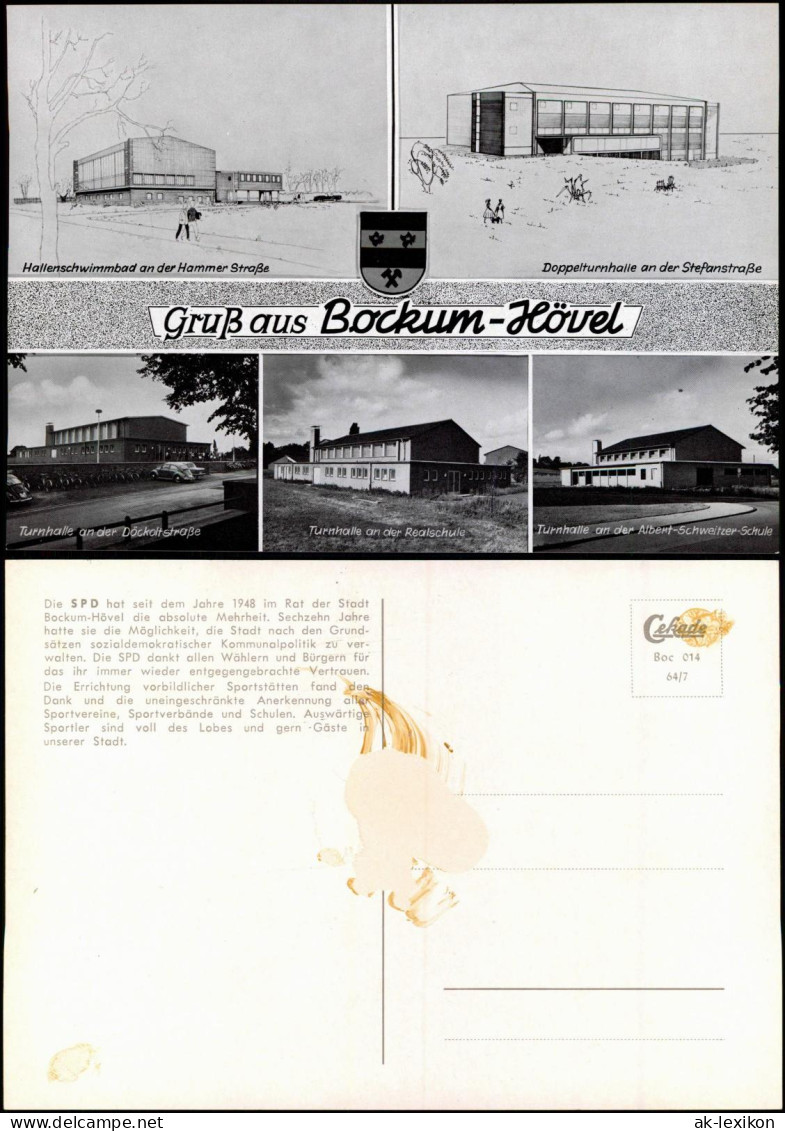 Bockum-Hövel-Hamm (Westfalen) Hallenschwimmbad, Turnhallen - 5 Bild 1964 - Hamm