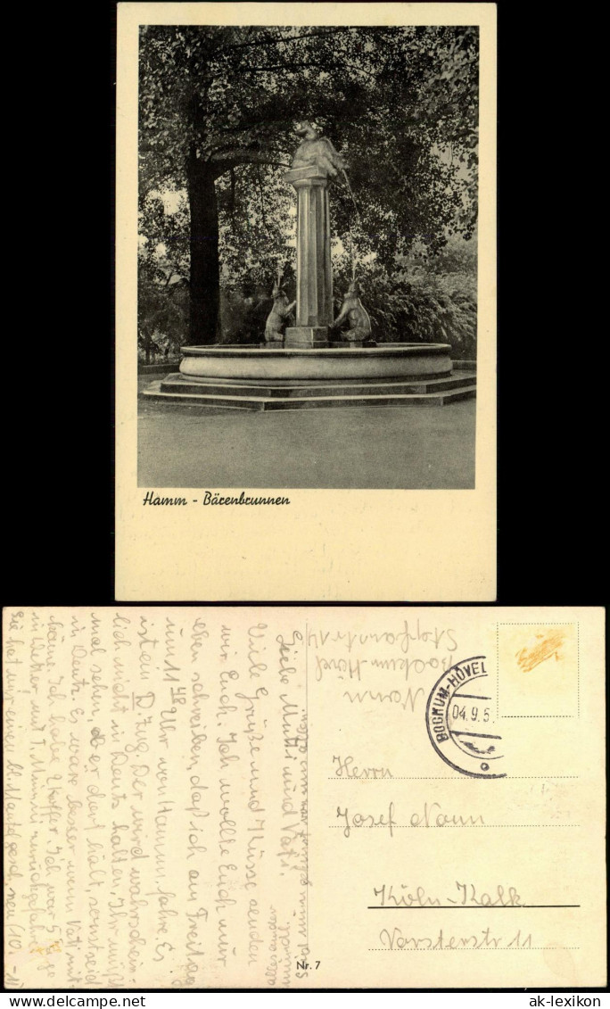 Ansichtskarte Hamm (Westfalen) Bärenbrunnen 1956 - Hamm