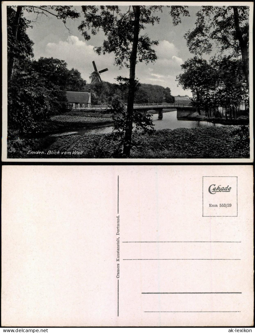Ansichtskarte Emden Wall, Anlagen Und Windmühle 1939 - Emden