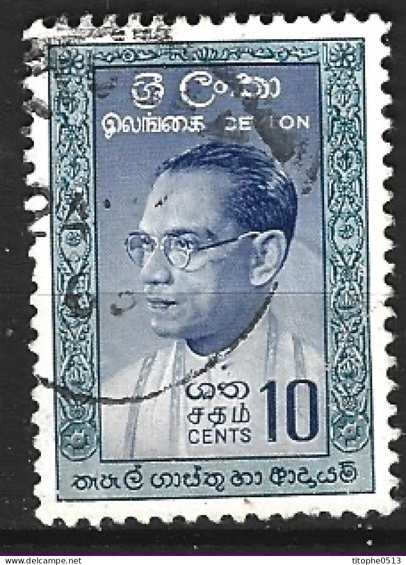 CEYLAN. N°334 Oblitéré De 1961. Ancien Premier Ministre. - Sri Lanka (Ceylan) (1948-...)