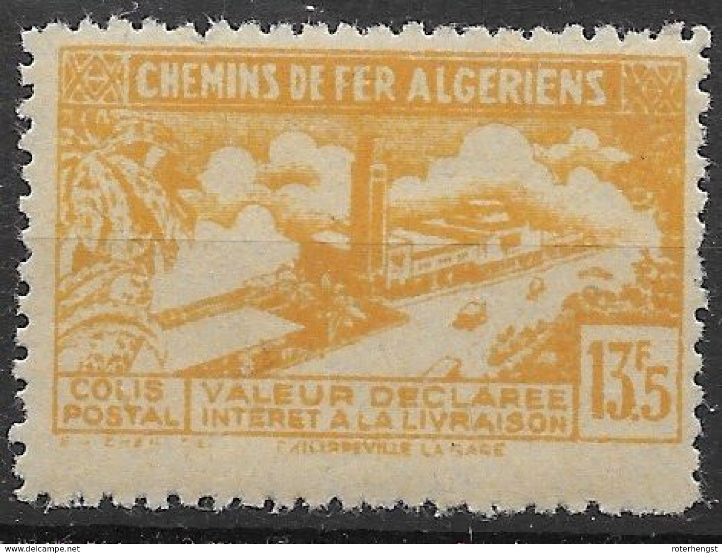 Algeria Parcel Post Mint (quasi Invisible Hinge Trace) 1943 13 Euros Without CONTROLE Overprint VARIETY - Postpaketten