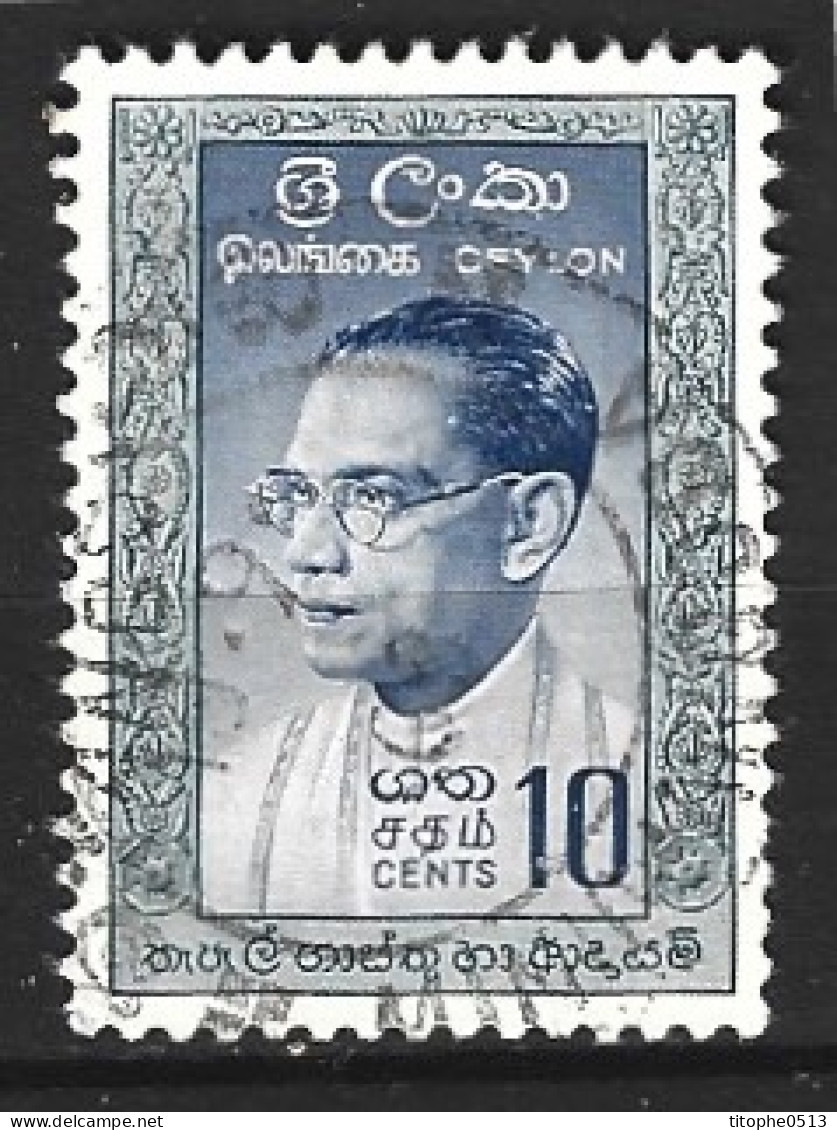 CEYLAN. N°334 Oblitéré De 1961. Ancien Premier Ministre. - Sri Lanka (Ceylan) (1948-...)