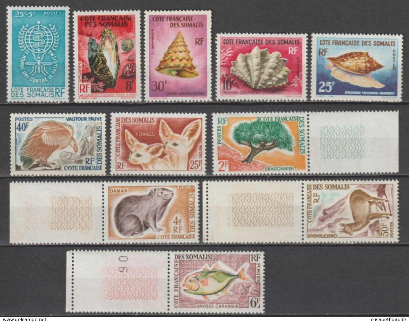 COTE DES SOMALIS - 1962 - ANNEE COMPLETE YVERT N°304/314 ** MNH (304 * MLH) - COTE = 85 EUR. - Nuevos