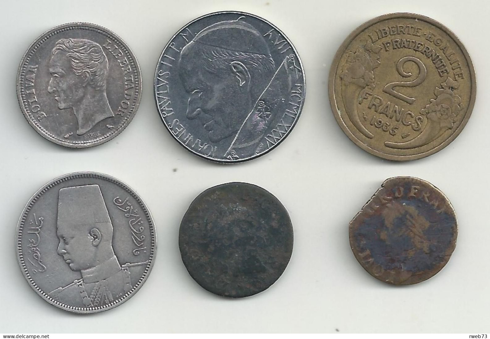 MONDE - Lot De 6 Monnaies - Années, Métaux Et états Divers - Collections & Lots
