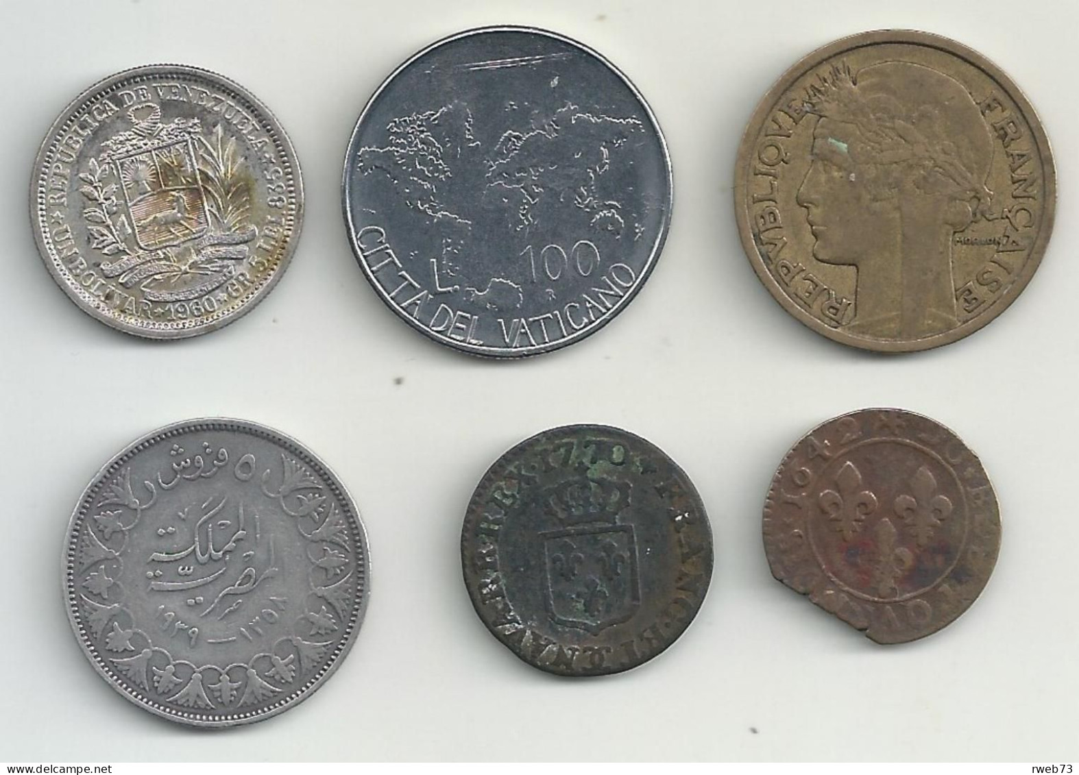 MONDE - Lot De 6 Monnaies - Années, Métaux Et états Divers - Collections & Lots
