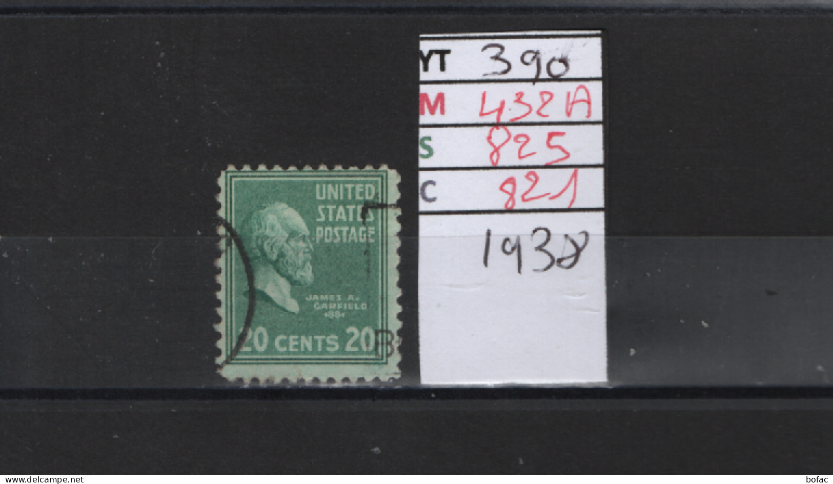 PRIX FIXE Obl 390 YT 432A MIC 825 SCO 821 GIB James Garfield 1938 Etats Unis 58A/02   2 Teintes - Used Stamps