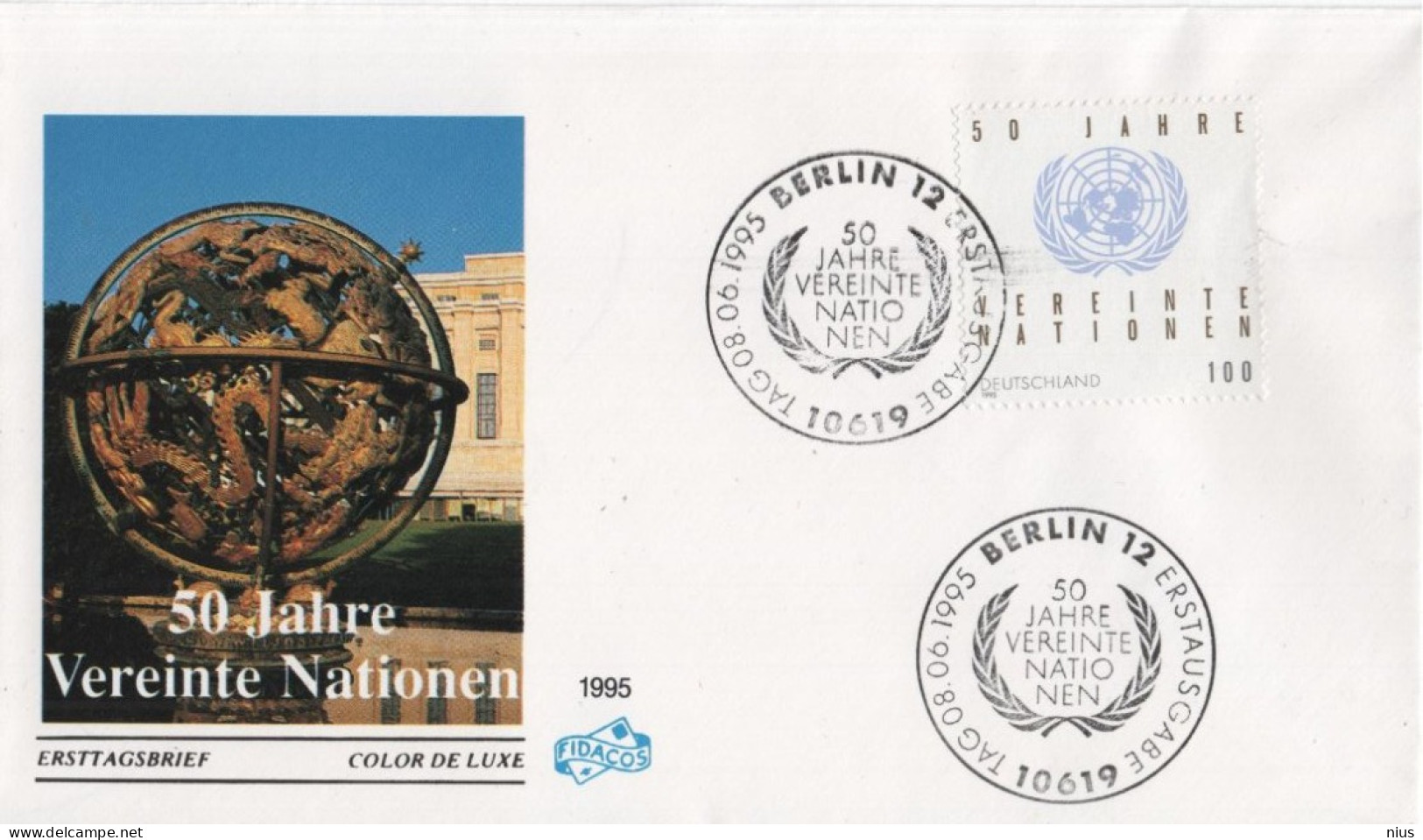 Germany Deutschland 1995 FDC 50 Years Jahre United Nations UNO Vereinte Nationen, Canceled In Berlin - 1991-2000