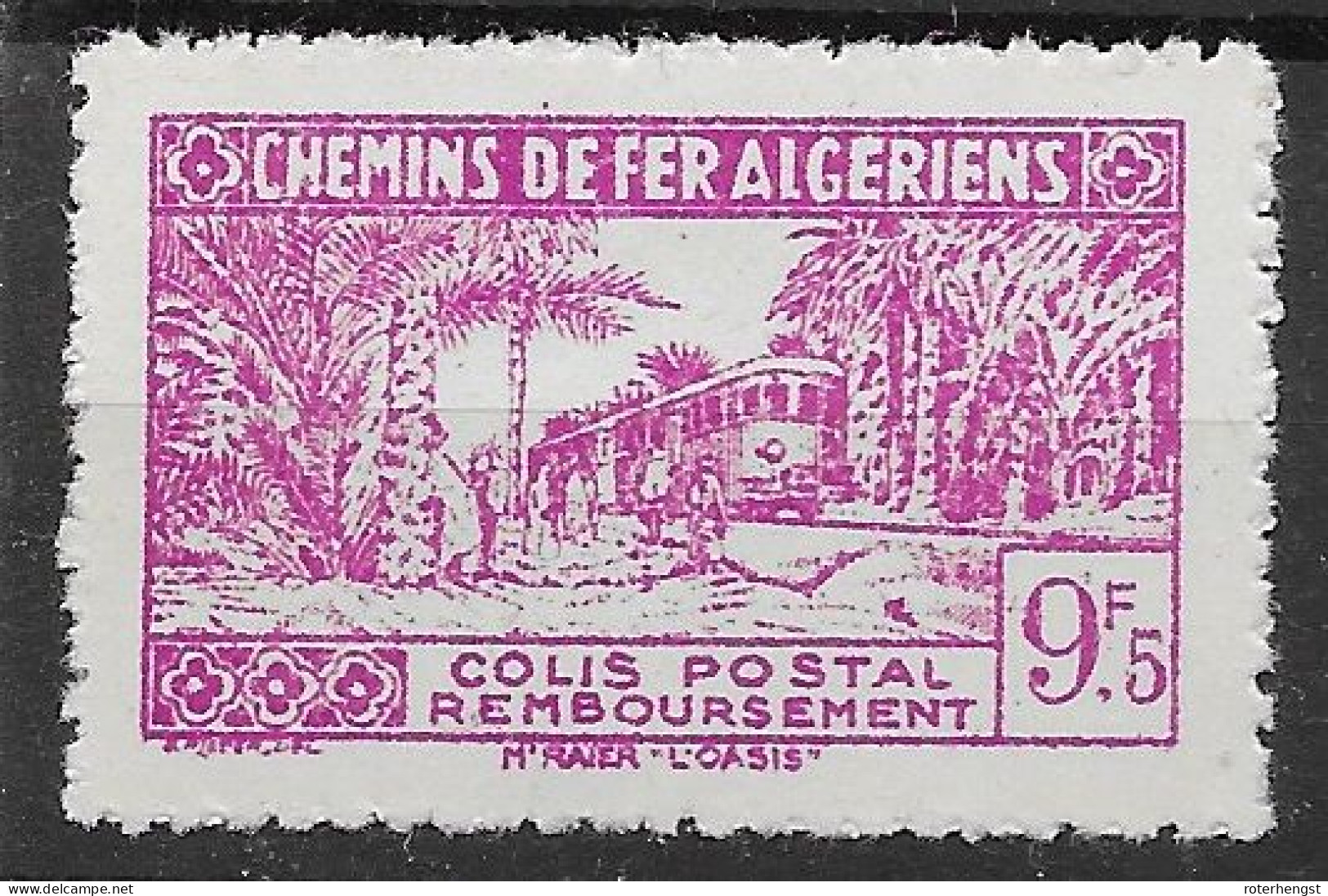 Algeria Train Parcel Post Mlh* 1945 10 Euros Without CONTROLE Overprint VARIETY - Parcel Post