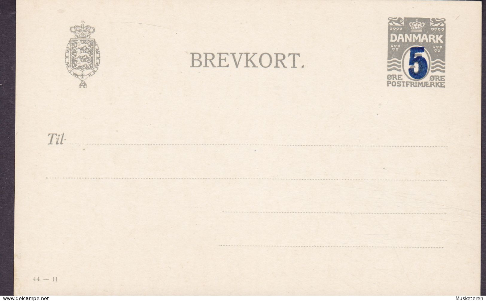 Denmark Postal Stationery Ganzsache Entier Brevkort EB 45a, 5/3 Ø Overprinted Surchargé - Ganzsachen