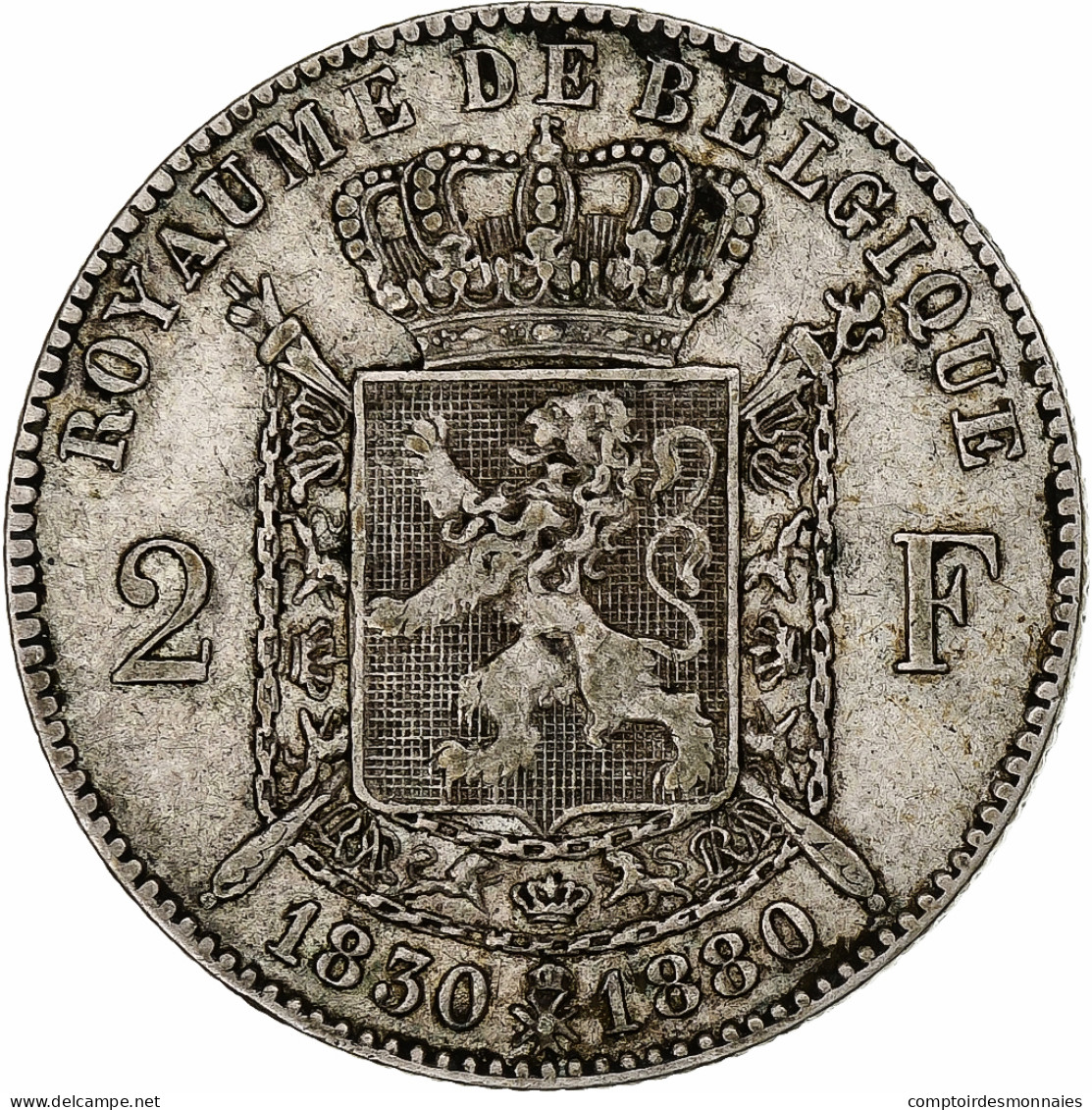 Belgique, Leopold II, 2 Francs, 2 Frank, 1880, Bruxelles, TTB, Argent, KM:39 - 2 Frank