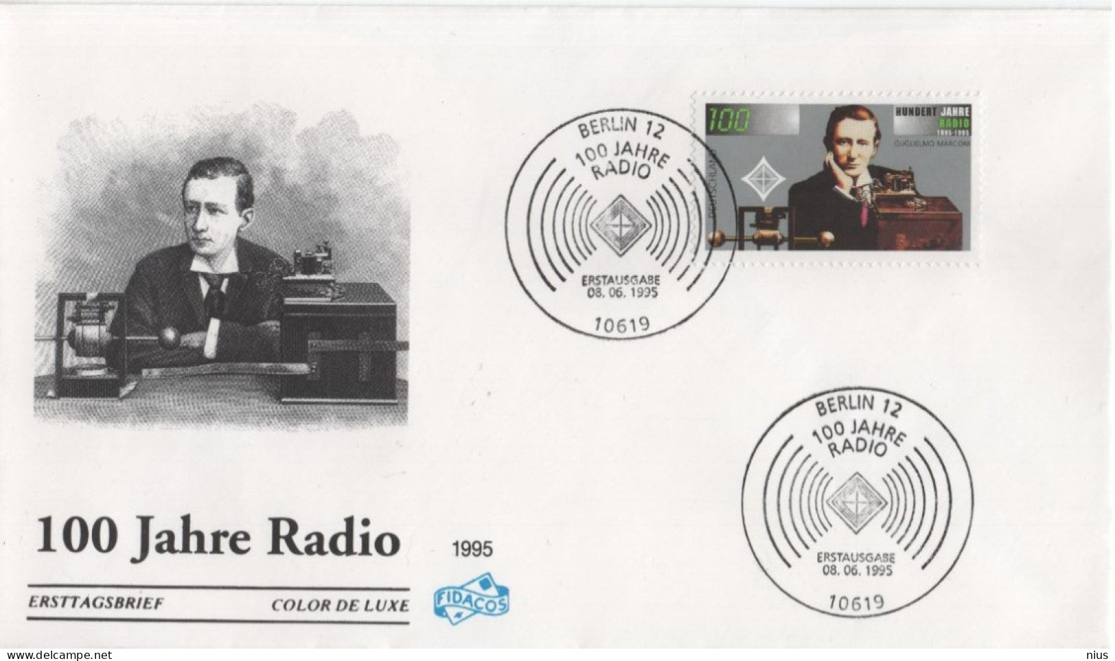 Germany Deutschland 1995 FDC 100 Jahre Radio, Guglielmo Marconi, Canceled In Berlin - 1991-2000