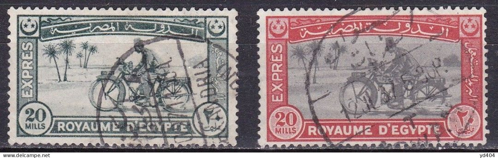 EG901 – EGYPTE – EGYPT – EXPRESS – 1926-29 – MOTORCYCLE POSTMAN – SC # E1/E2 USED 11 € - Used Stamps