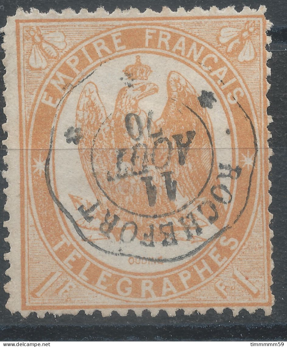 Lot N°81827   Télégraphe N°7, Oblitération Cachet à Date De ROCHEFORT Du 11 Aout 1870 - Telegraaf-en Telefoonzegels