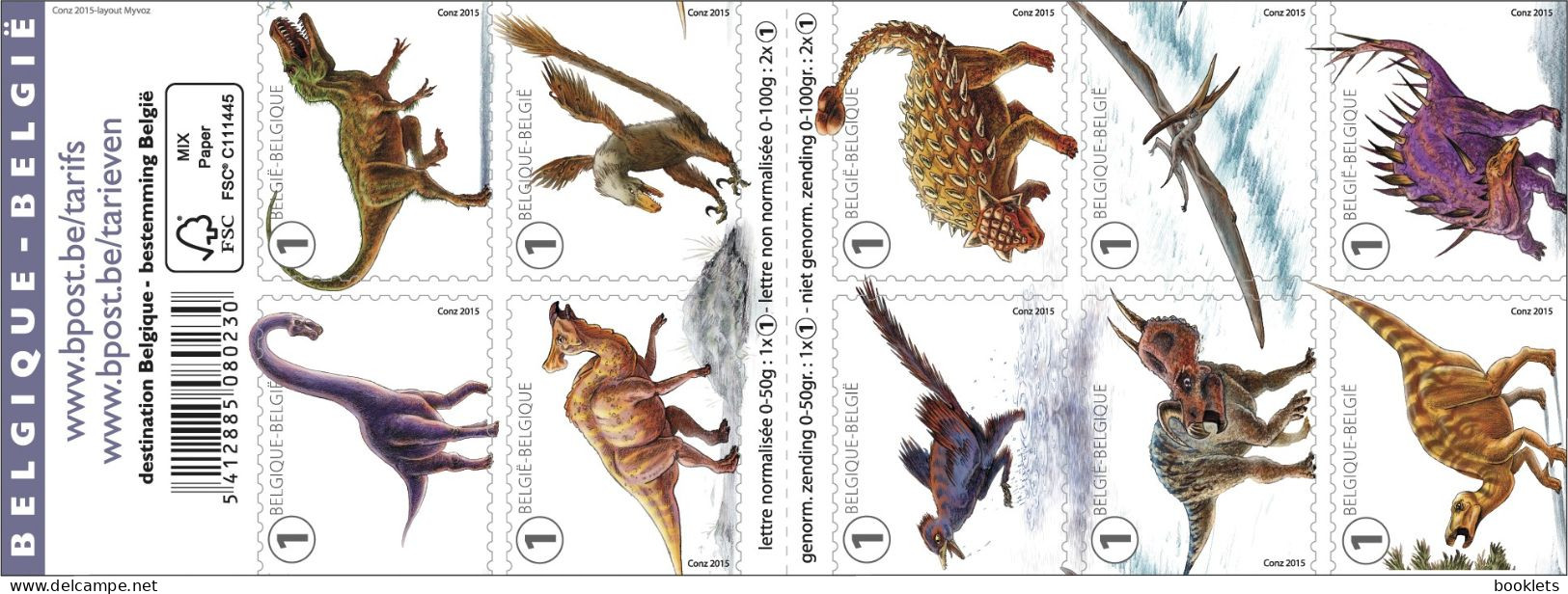 BELGIUM, 2015, Booklet 154, Dinosaurs - Unclassified