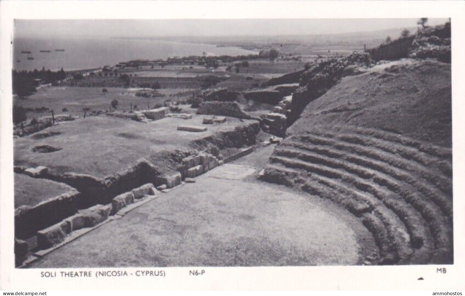 CYPRUS POSTCARD SOLI THEATRE NICOSIA MORPHOU BAY MANGOIAN 1930 S - Chypre