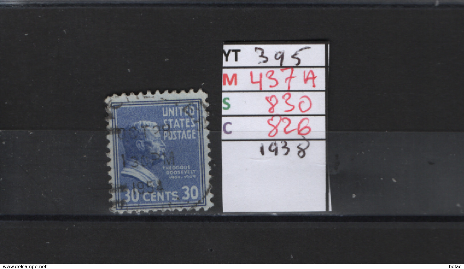 PRIX FIXE Obl 395 YT 437A MIC 830 SCO 826 GIB Théodor  Roosevelt 1938  58A/02 - Gebraucht