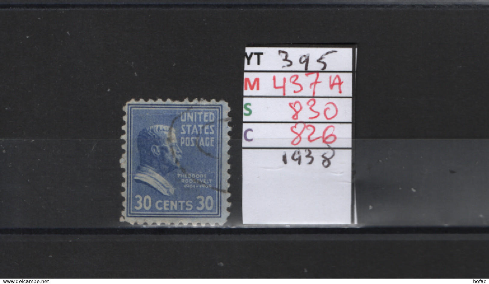 PRIX FIXE Obl 395 YT 437A MIC 830 SCO 826 GIB Théodor  Roosevelt 1938  58A/02 - Gebraucht