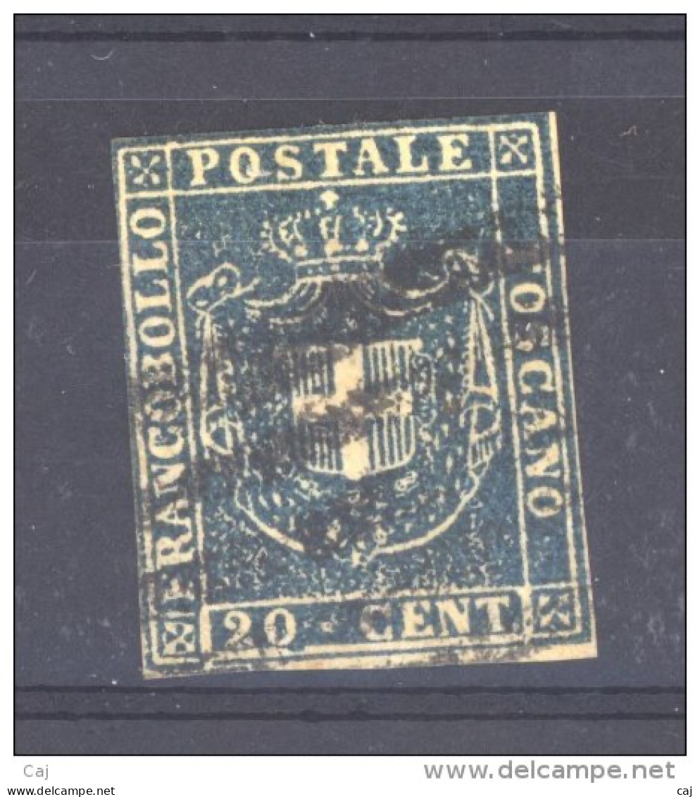 Italie  -  Toscane  :  Yv  20a  (o)  Bleu Gris - Toscane