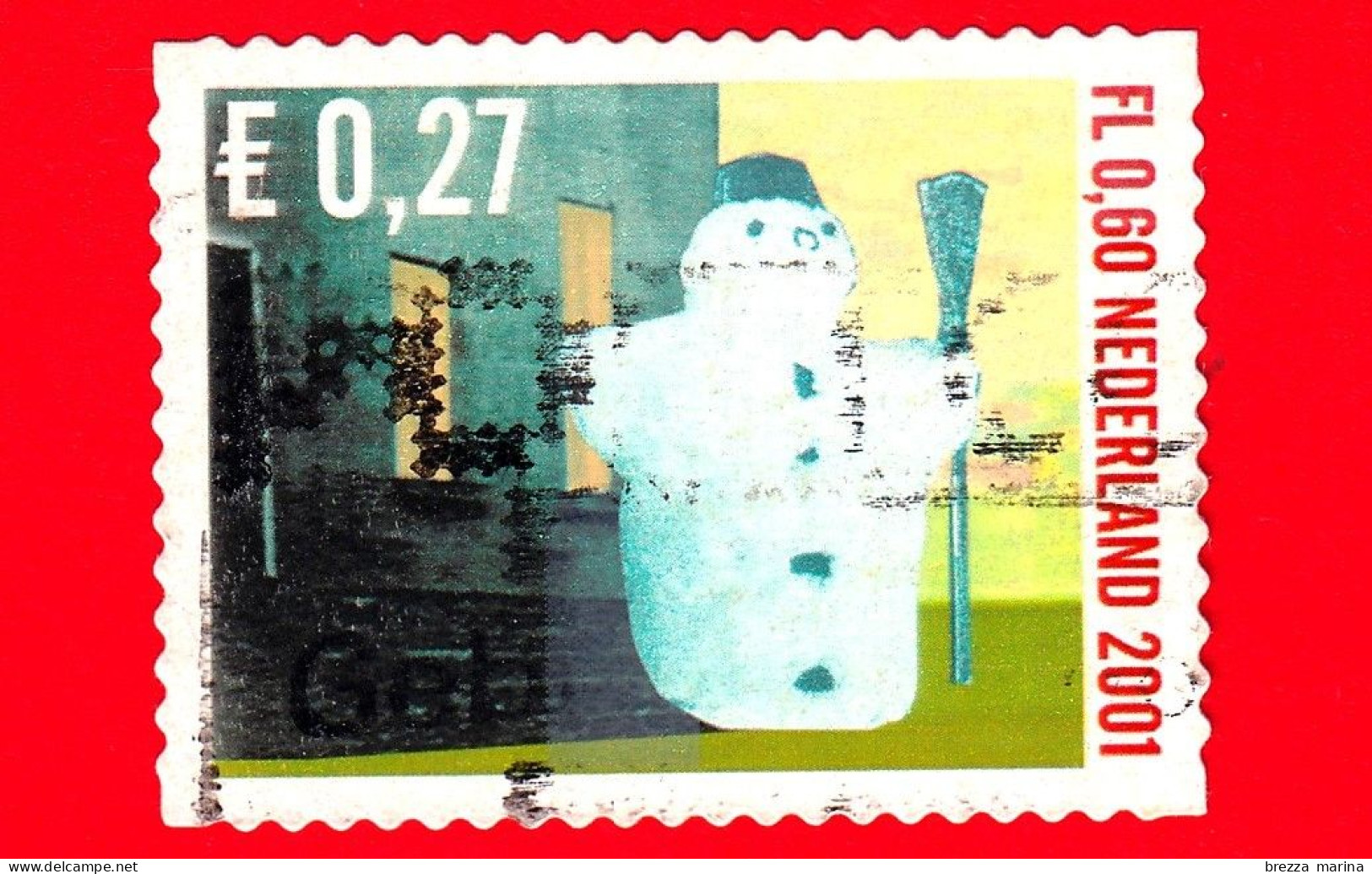 OLANDA - Nederland - Usato - 2001 - Francobolli Di Dicembre - Natale - Pupazzo Di Neve - 0.60 - Gebruikt