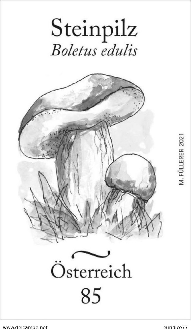 Austria 2021 -  Steinpilz Mushrooms Black Print Mnh** - Ensayos & Reimpresiones