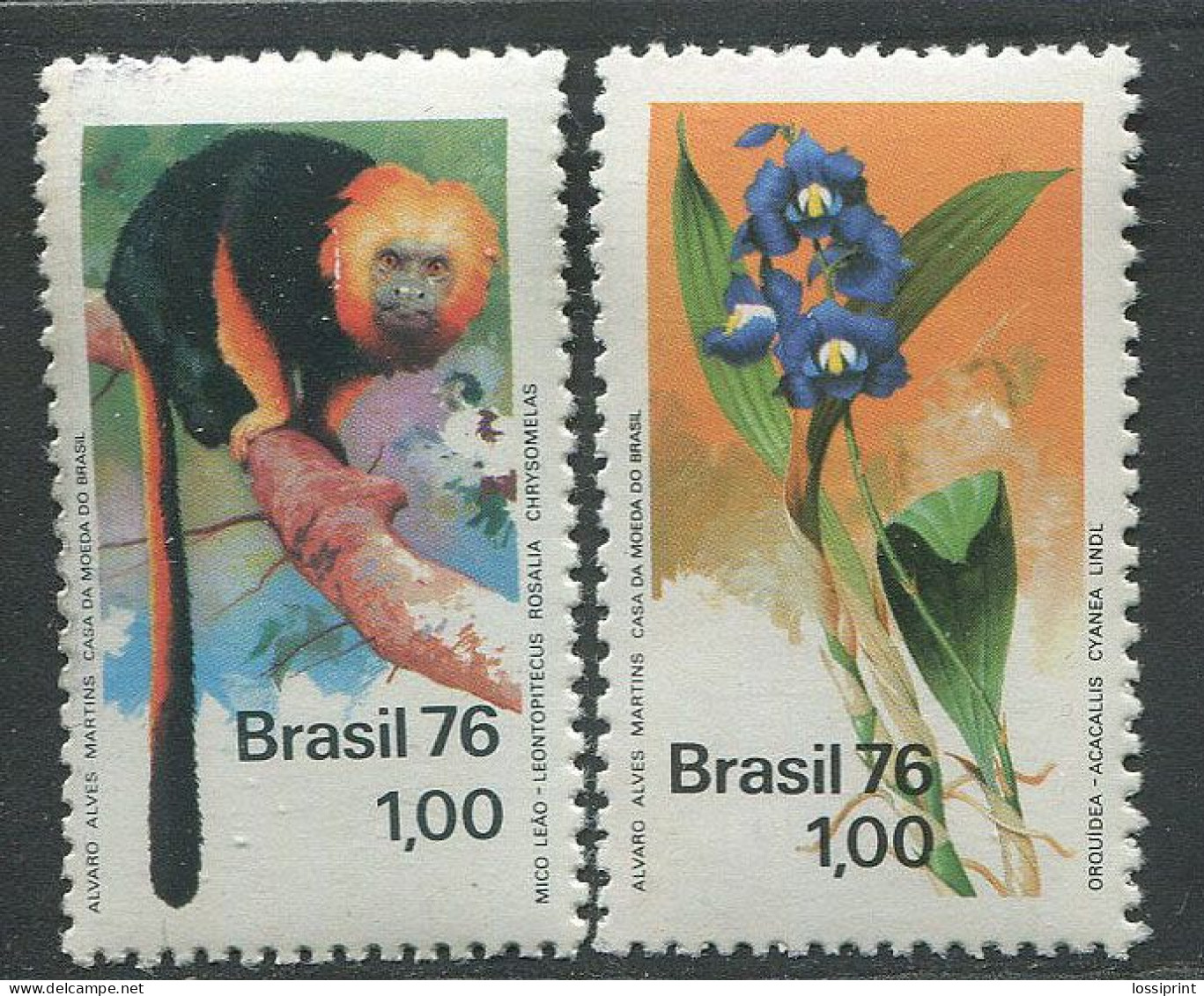 Brasil:Brazil:Unused Stamps Monkey And Flower, 1976, MNH - Apen