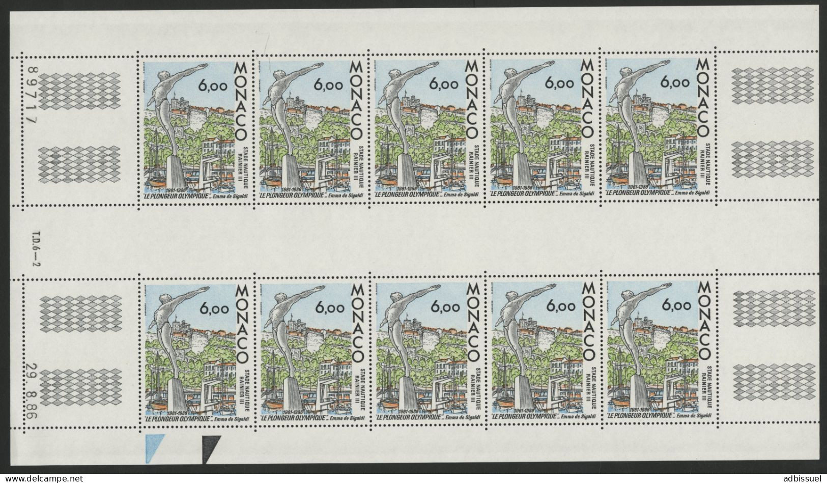 N° 1549 En Feuille Complète De 10 Ex. Neufs ** MNH Vendue à La Valeur Faciale + Coin Daté 29/8/86 Voir Suite - Ungebraucht