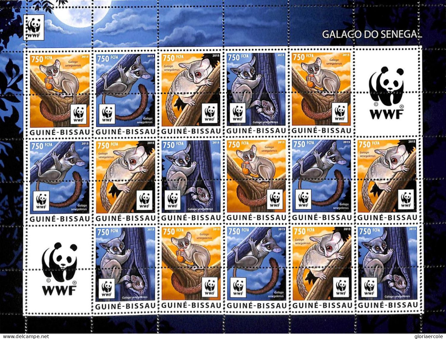 A7536 - GUINE BISSAU - ERROR MISPERF Stamp Sheet - 2015 - Animals, WWF - Autres & Non Classés