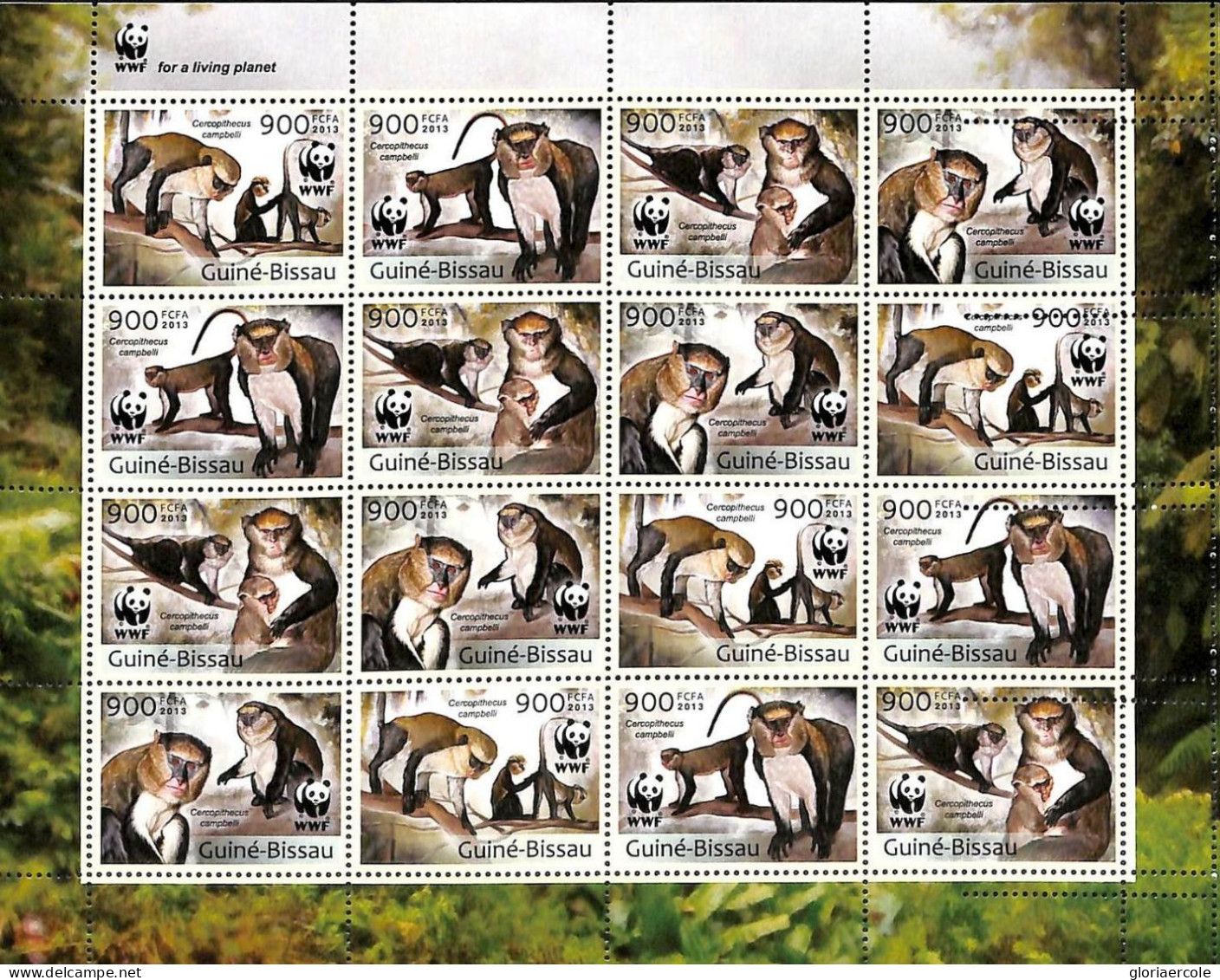 A7533 - GUINE BISSAU - ERROR MISPERF Stamp Sheet - 2013 - Animals, Monkeys, WWF - Sonstige & Ohne Zuordnung