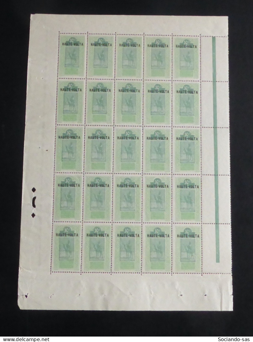 HAUTE-VOLTA - 1922-26 - N°YT. 25 - 10c Vert - Bloc De 25 Bord De Feuille - Neuf Luxe ** / MNH - Unused Stamps