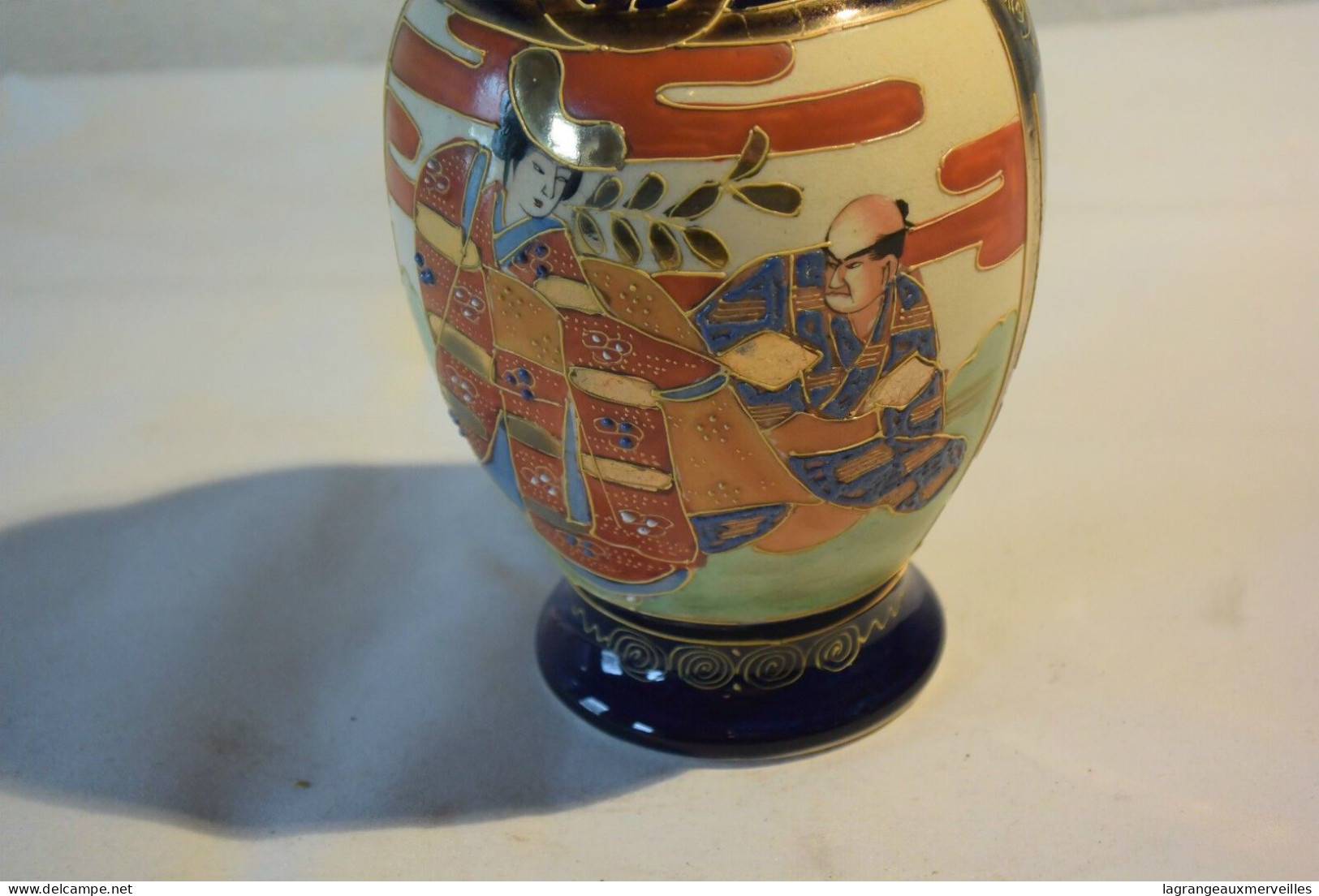 C42 Beau Vase Soliflore Asiatique Satsuma - Jarrones