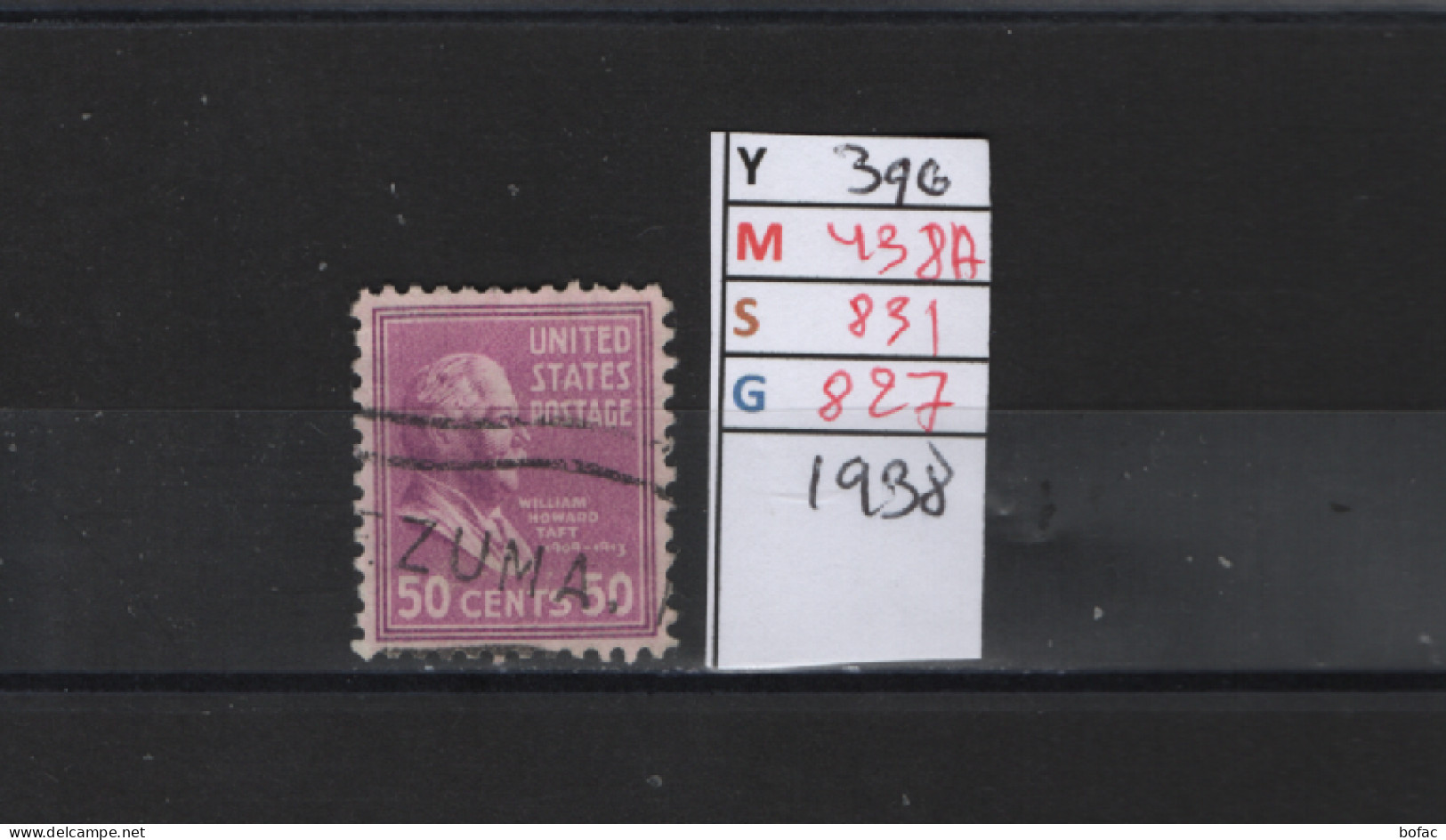 PRIX FIXE Obl 396 YT 438A MIC 831 SCO 827 GIB William Howard Taft 1938 Etats Unis 58A/02 - Used Stamps
