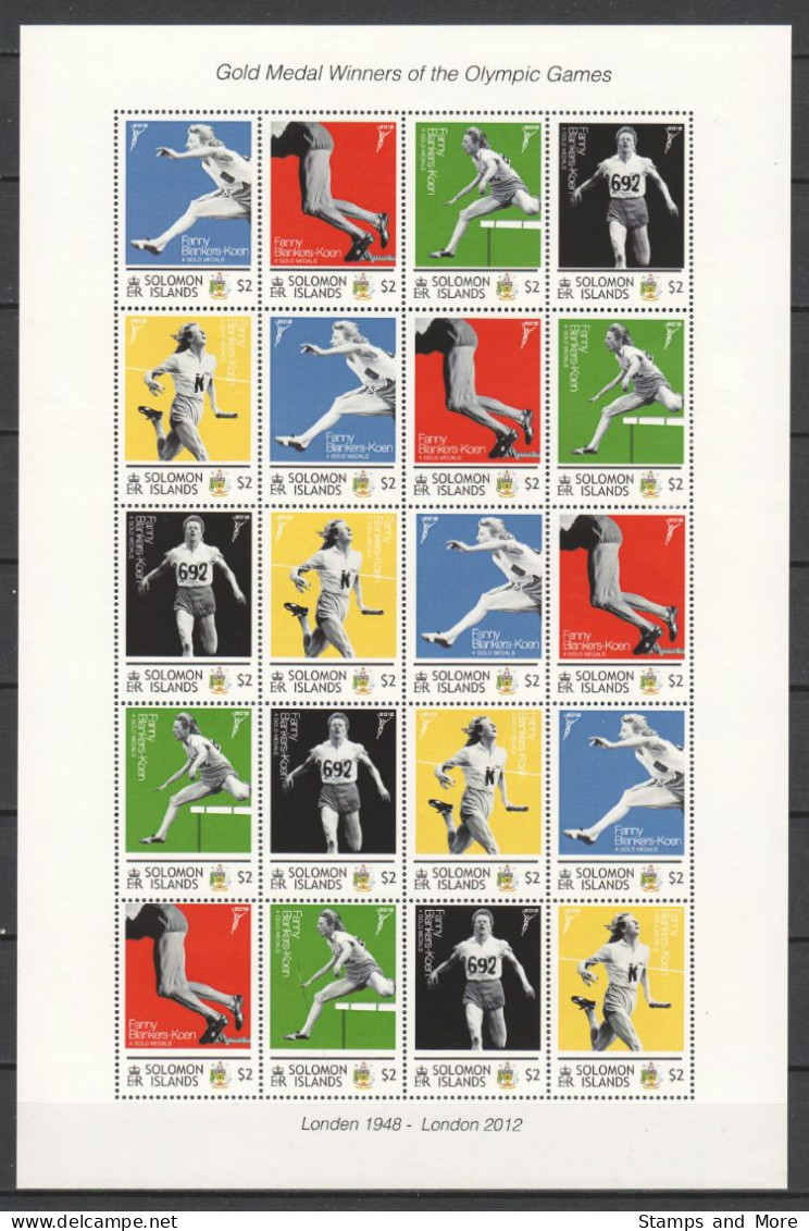 Solomon Islands 2012 - Large Sheet MNH SUMMER OLYMPICS LONDON 2012 - FANNY BLANKERS-KOEN - Verano 2012: Londres