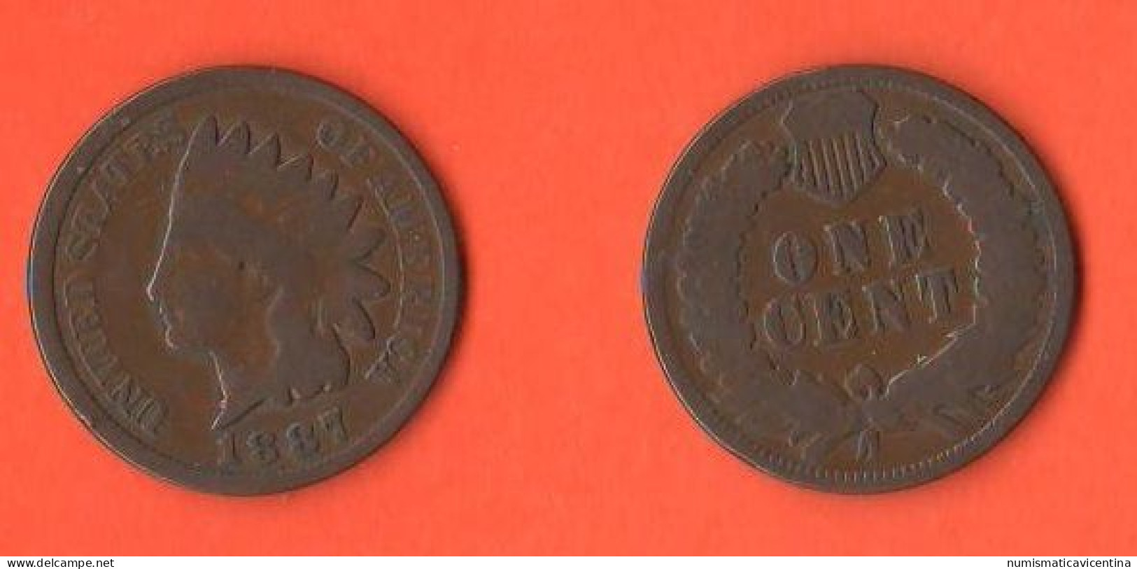 America  1 Cent 1887 USA One Cent America Bronze Coin   XXX - Herdenking