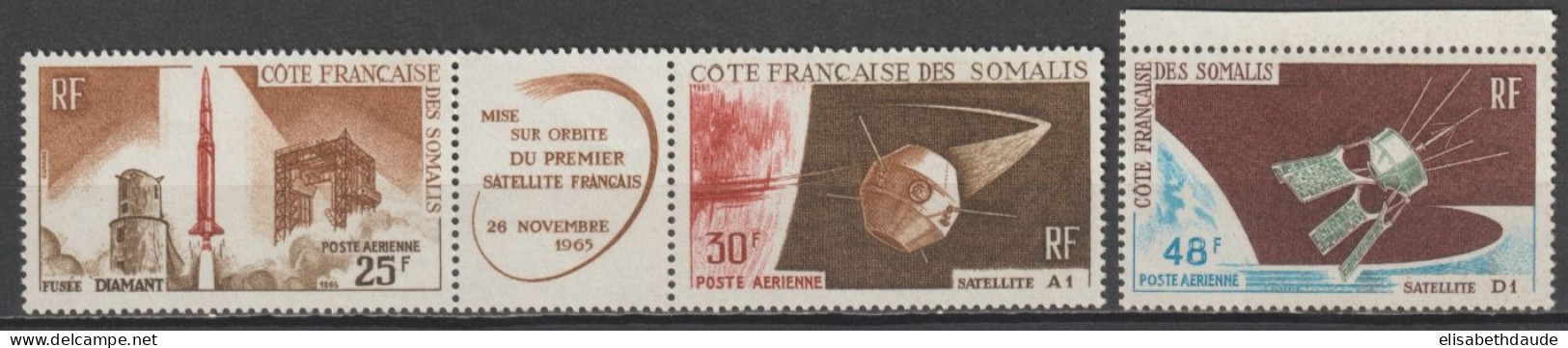 COTE DES SOMALIS - 1966 - SATELLITES YVERT N° AERIEN 46A+48 ** MNH - COTE = 17.5 EUR. - - Ongebruikt