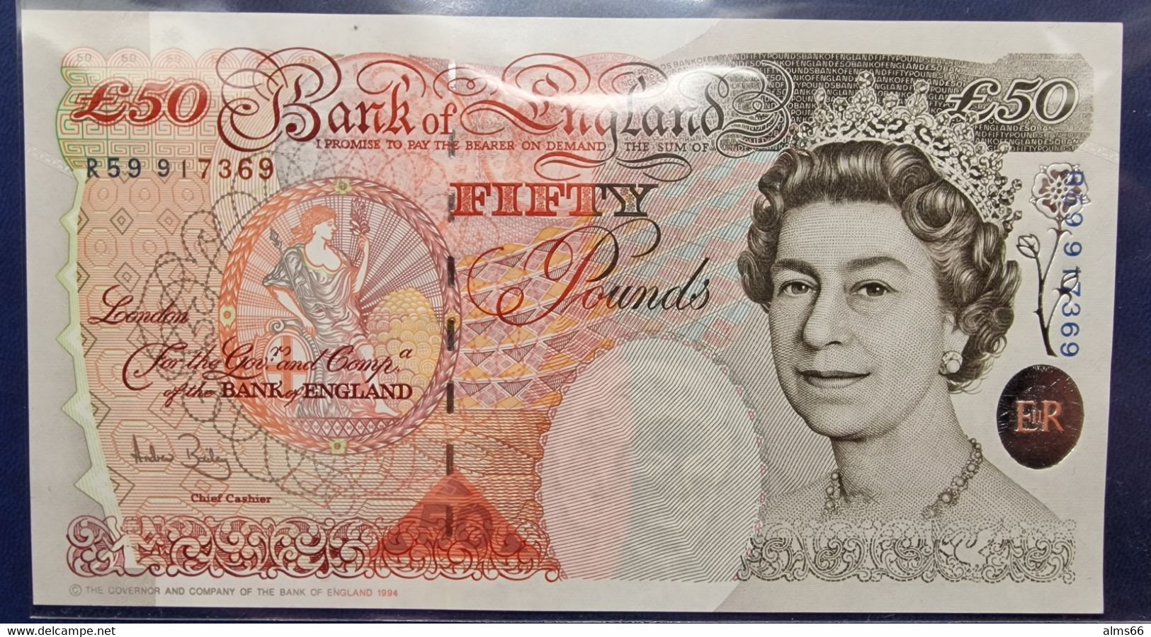 UK Great Britain 50 Pounds 1994 UNC P-388c < Signature: A. Bailey > - 50 Pond